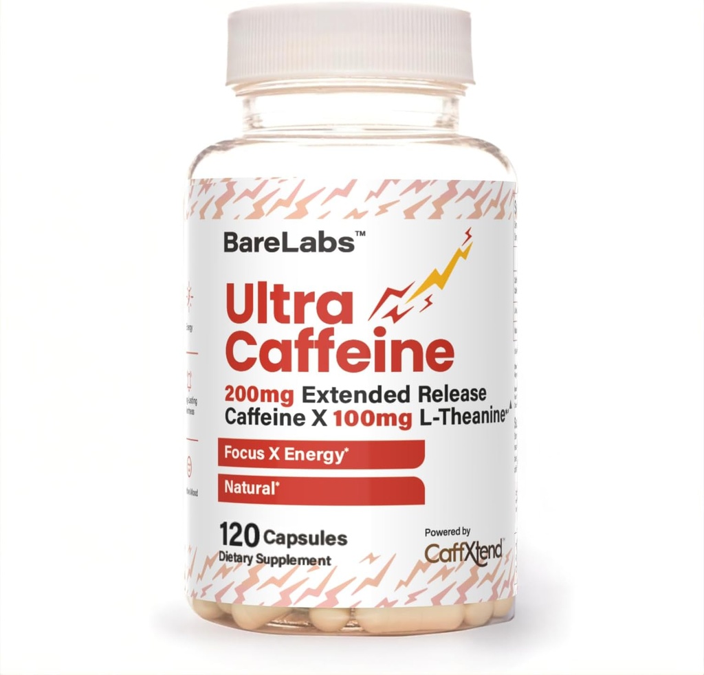 Píldoras de Caffeine + Caffeine L-Theanine + Focus & Energy Supplement + No Jitters, No Crash + Natural - 120 cápsulas