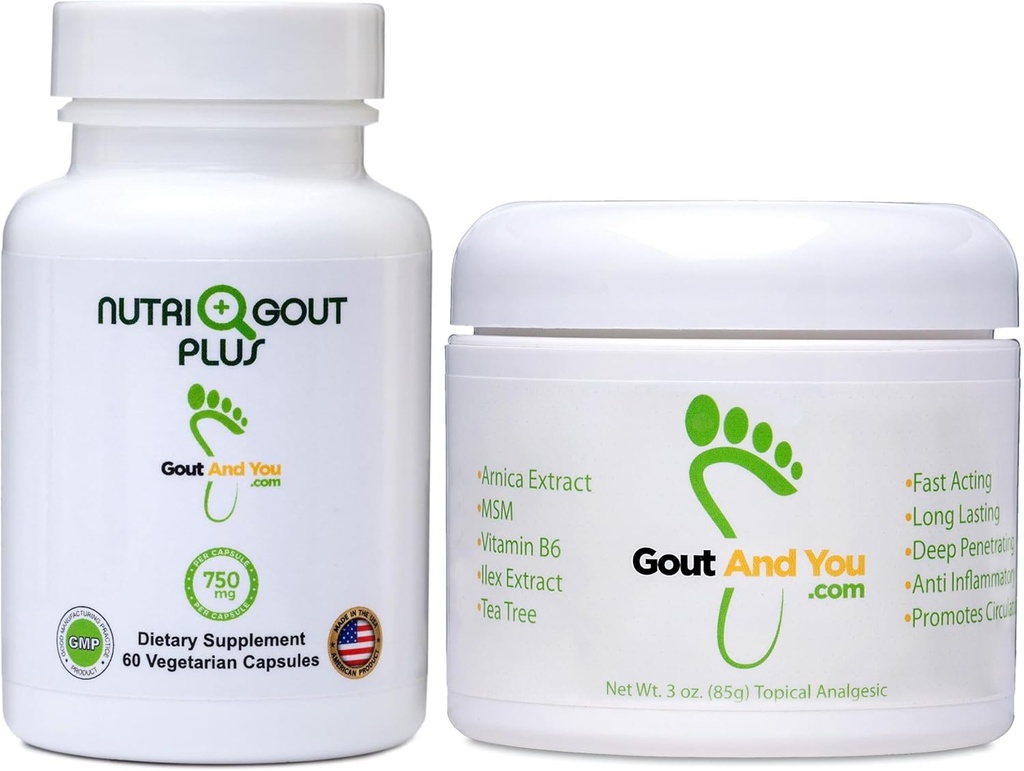 NutriGout Plus Uric Acid Support and Therapeutic Relief Topical Cream with Arnica Extract