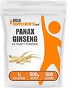 BulkSupplements.com Ginseng Root Extract Powder - Panax Ginseng Supplement, Herbal Supplement - Vegan & Gluten Free, 1g per Serving, 500g (1.1 lbs) (Pack of 1)