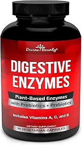 Enzimas Digestivos con Probióticos " Prebióticos con Lipase, Amylase, Bromelain - Apoyar una Tracto Digestivo Saludable para Hombres y Mujeres – 90 cápsulas vegetarianas
