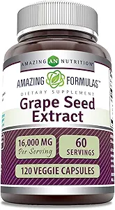 Amazing Formulas Grape Seed 800 Mg Extract (20:1) TEN 16000 Mg Equivalent TEN Veggie Capsules ← Non-GMO TEN Gluten-Free TEN Made in USA (240 Count)
