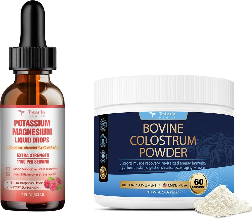Potasio Magnesium Liquid Drops + Bovine Colostrum Suplemento Polvo
