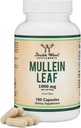 Suplementos de madera doble La hoja de Mullein capsula 10.000 mg Fuerza, 180 cápsulas vegas sin artillería, soporta salud pulmonar y respiratoria