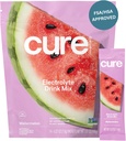 Cure Hydration | Plant-Based Electrolyte Drink Mix | No Added Sugar | FSA-HSA | Dehydration Relief Powder Made with Coconut Water | Non-GMO | Vegan | Pouch of 14 Packets - Watermelon