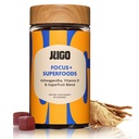 JUGO Focus + SUPERFOODS ANTE Ashwagandha Gummies with Vitamin D3 &amp; Superfruit Blend ← 40 Count Plant - Based Adaptogen Gummies ← Gelatin-Free, Non-GMO, Made in USA
