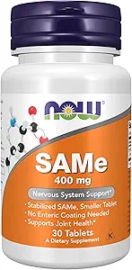 AHORA Suplementos de alimentos, SAMe (S-Adenosyl-L-Methionine) 400 mg, soporte del sistema nervioso*, 30 tabletas