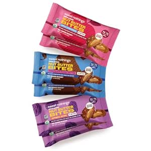 Sweet Nothings, Variety Pack: Chocolate, Apple Cinnamon y Oatmeal Raisin, USDA Organic Nut Butter Bites Protein 6-2 Bite Value Packs (2 de cada sabor) - No Añadido Sugar