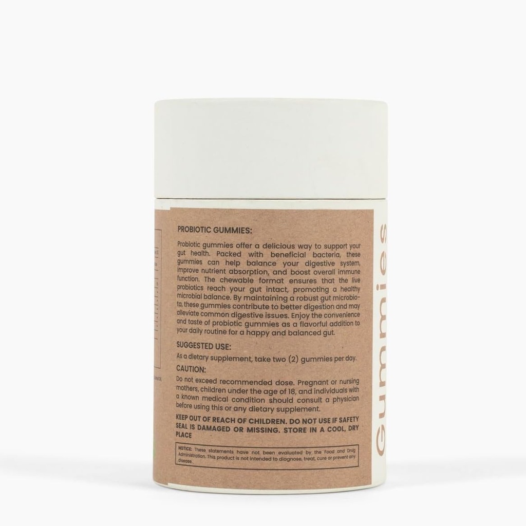 Probióticos 2B CFUs con fibra de fibra + limón + fibra de raíz de Chicory - Debloat Gummies (Vegan Probiotic Gummies)