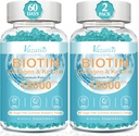 Biotina y colágeno Gummies con B12, Esquí de pelo y uñas Vitaminas Gummies para el crecimiento del cabello, Esquí de reluz &amp; uñas fuertes - Blueberry Flavor, Azúcar Gratis, 120 Ct