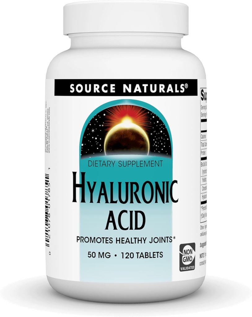 Fuente Naturales Ácido Hialurónico, 50 mg, 120 Tabletas