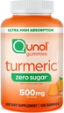 Qunol Zero Sugar Turmeric Gummies, Gummy con 500mg Turmeric Curcumin, Suplemento de Soporte Conjunto, Ultra High Absorption Tumeric Curcumin, Vegetarian, Gluten Free, 120 Conde