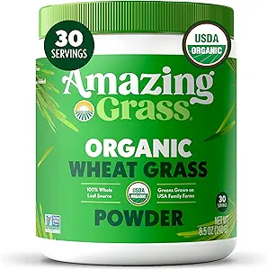 Asombroso Grass Wheat Gras Powder: 100% Whole-Leaf Wheat Grass Powder for Energy, Detox &amp; Immunity Support, Chlorophyll Provide Greens, 30 Servings