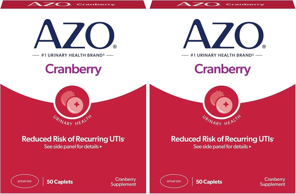 AZO Cranberry Urinary Tract Health Supplement, 1 Serving : 1 Glass of Cranberry Juice, Sugar Free Cranberry Pills, 50 Cuenta (Pack of 2)