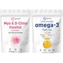 Micro Ingredientes Petróleo de Pesca Omega-3 4,200 mg Softgels &amp; Myo & D-Chiro Inositol Powder Bundle 2 Pack ← Pescado Salvaje, Sabor de limón, Burpless ← Suplemento de Inositol para Mujeres