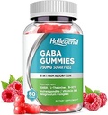 GABA Gummies, Gummies de alivio de estrés sin azúcar para adultos, suplemento de alta potencia GABA L-theanina con magnesio, Ashwagandha, 5-HTP & vitamina B6 para Zzz & Brain Health, Vegan, 60