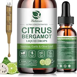 Citrus Bergamot Liquid Drops - Suplemento natural con Soursop, Levadura Roja, Ajo, Hoja de Oliva, Pimienta Negra - Alta Absorción - Soporte Wellness general* - Soursop Bitters Liquid, 2 Fl Oz