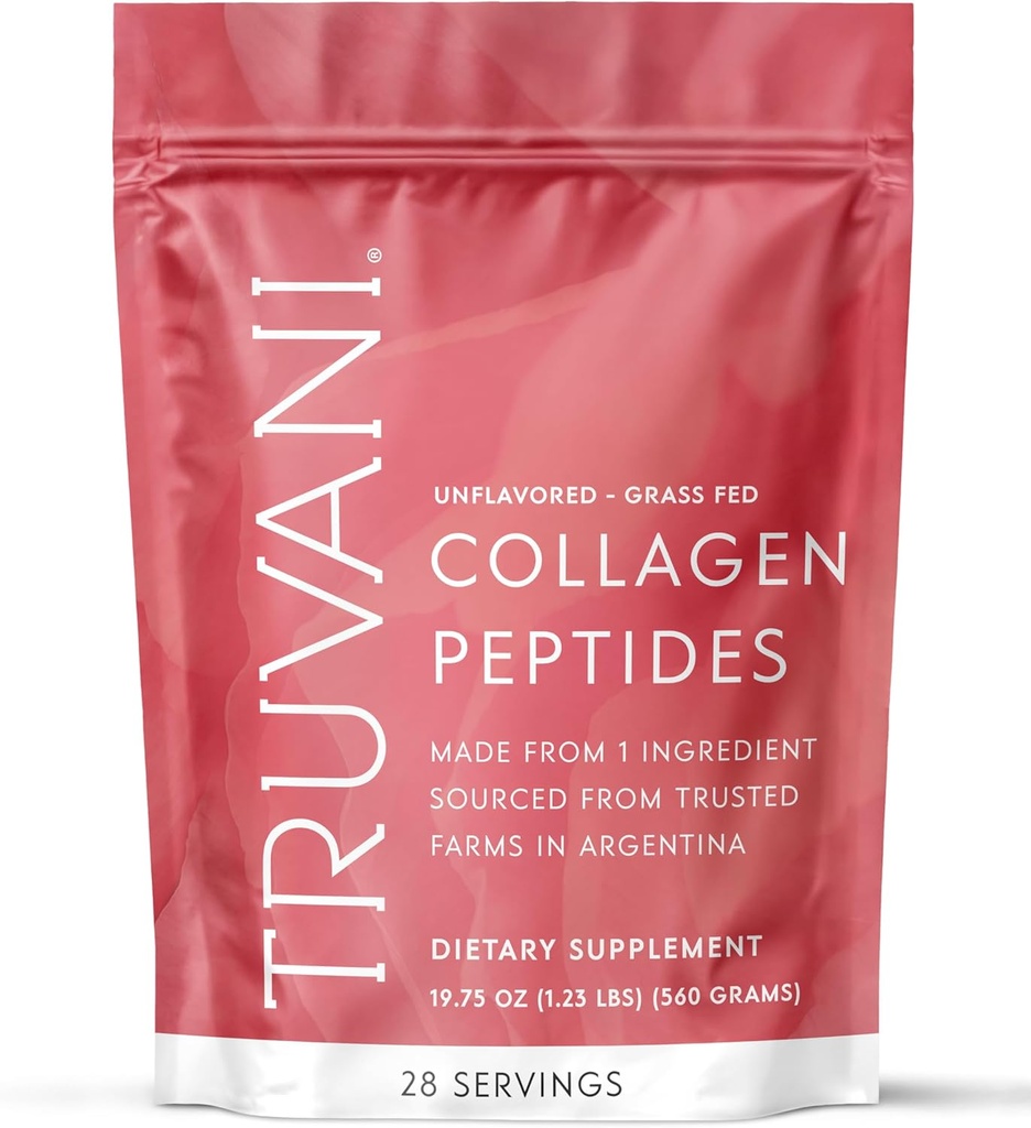Truvani Hidrolyzed Collagen Peptides ← Desarrollado Silencio 28 Servings Silencio 20g Grass-Fed Collagen Protein Powder  Promueve el cabello, la piel y la salud de uñas ← Dairy &amp; Gluten Free ← Hombres Silencio Paquete Mayo Vary
