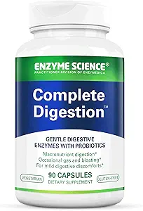 Enzyme Science - Digestión completa, Soporte completo para Salud Digestiva y Ayuda Reducir Gas, Bloating, Indigestión e Irregularidad con 125 millones de probióticos CFU, Vegetariano, 90 cápsulas