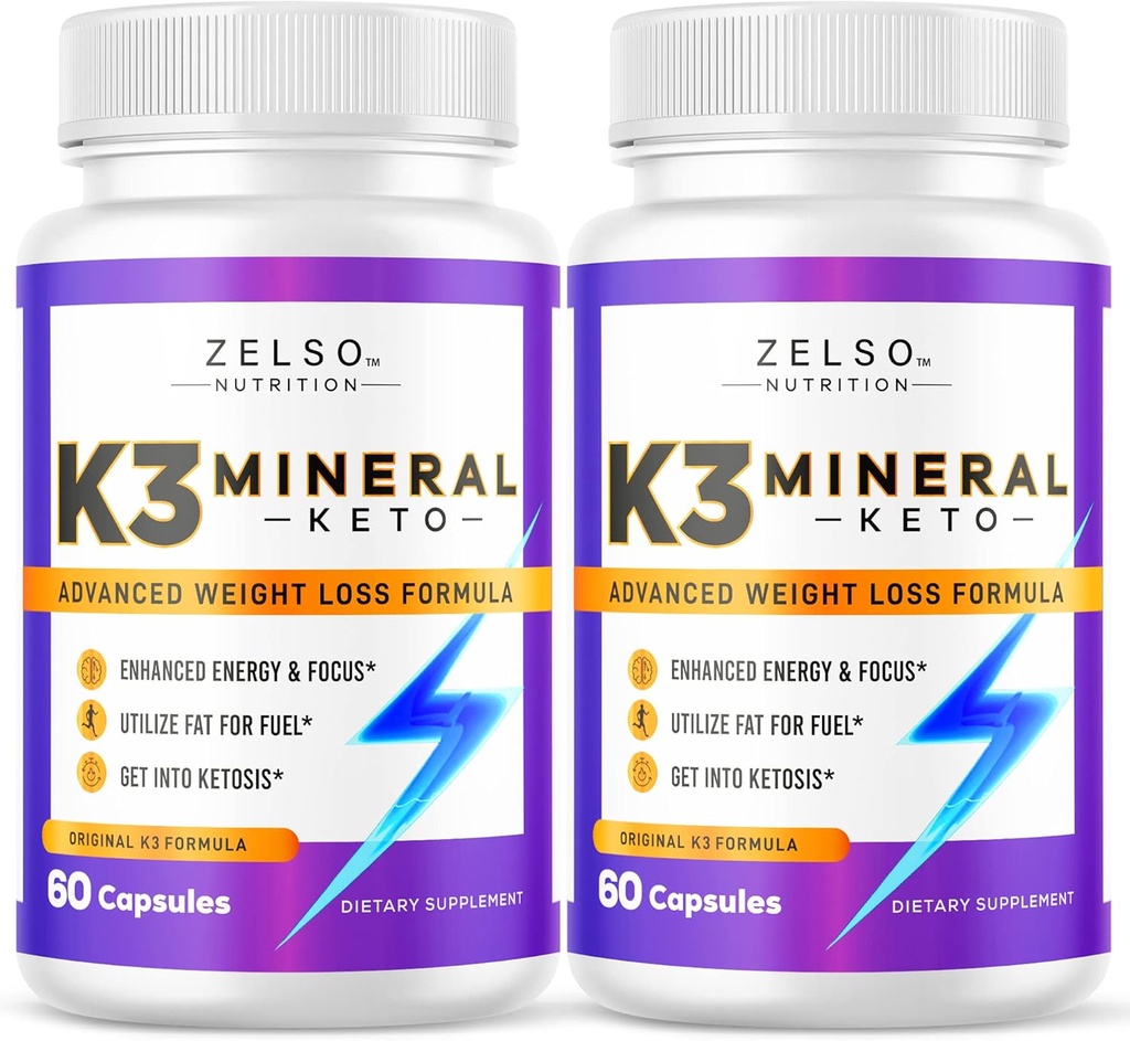 ZELSO (2 Pack K3 Mineral Weight Pills for Women and Men, K3 Mineral Pills - K3 Salt Mineral, Vitamina + K3 Capsules Suplemento para Keto Weight Pérdida - 2 Months Supply