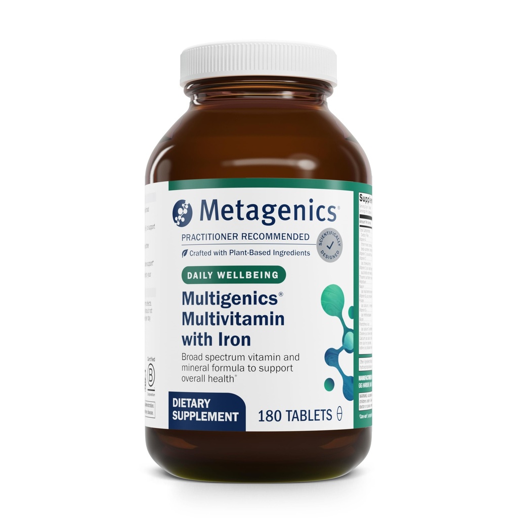 Metagenics Multivitamínico con Hierro - Tabla multivitamínica de liberación rápida - para la salud ósea, metabolismo de Homocisteína y soporte antioxidante* - No GMO &amp; Gluten Gratis - 180 Tabletas