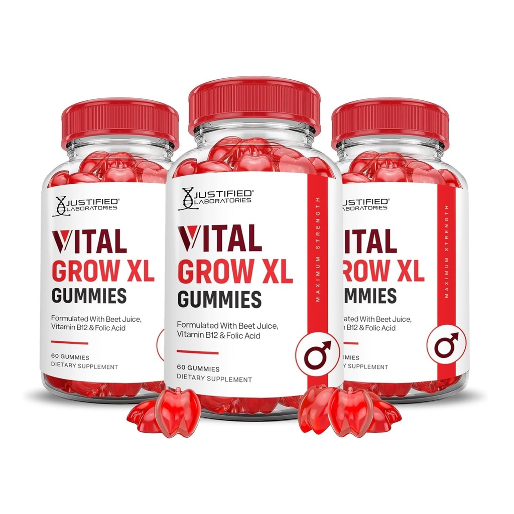 Laboratorios justificados (3 Pack Vital Grow XL Performance Gummies 1000MG Advanced Formulado con ACV Pomegranate Beet Juice Powder B12 Vegan Non GMO 180 Gummys