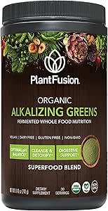 PlantFusion Alkalizing Super Greens Powder - Fermented Greens Superfood Powder Blend with Digestive Enzymes Probiotics & Prebiotic Fiber - Organic, Non-GMO, Vegan, Gluten-Free - 8.46 oz 30 Servimientos
