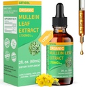 Bombas de Mullein Orgánica para Lung Cleanse, Potente 1700mg Mullein Leaf Extracto para Immune &amp; Respiratory Support, Natural Mullein Supplement Tincture Drops Non-GMO & Vegan, 2 Fl Oz