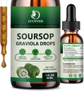 (2 Pack) Organic Soursop Graviola Liquid Drops, Soursop Extract Organic Pure for Natural Antioxidant, Cell Support " Regeneration, Immune Boost, Soursop Bitters Liquid Rich in Multivitamin - 2 FL OZ