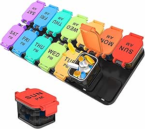Extra Large Weekly Pill Organizer - 7 Day AM/PM Pill Box, Twice a Day XL Pill Container for Vitamins and Supplements, Airtight & Detachable Design, Ideal for Daily Medication Management