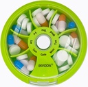INVODA Organizador semanal de píldoras 7 Caja de Píldora rotativa para medicamentos diarios & vitaminas - Caja de Píldora de Viaje Portable Suplementos de aceite de pescado Vitaminas Organizador (Orange)