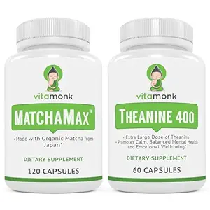 VitaMonk MatchaMax Matcha Capsules &amp; L-Theanine 400mg - Boost Energy and Enhance Focus Bundle