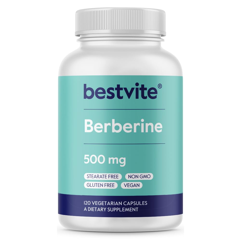Berberine 500mg Por Capsule (120 Vegetarian Capsules) - No Fillers - No Stearates - No Flow Agents - Vegan - Gluten Free - Non GMO