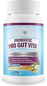 Probiotic Pro Gut Vita - Gut Health Support Probiotic & Vitamin Formula - Promote Healthy Digestion, Nutrient Absorption, Bowel Movements - Help Improve Gut Microbiome for Additional Health Benefits