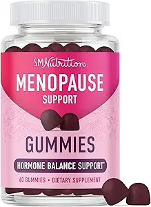 Apoyo a la menopausia Gummies ← Saldo hormonal Alivio para Flashes calientes, Sudaderas nocturnas, Mood Swings, " Bloating  durable with Phytoestrogen Soy, Vitamina D3, PABA, Biotin ¦ Vegetarian, Gluten-Free ← 60 Con