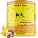 Keto Vitals Electrolytes Polvo - Azucar libre Keto Electrolitos Polvo con Potasio, Magnesio, Sodio, " Calcio - No Sugar Electrolyte Drink Mix " Hidration Powder, 60 Servings, Piña Coconut