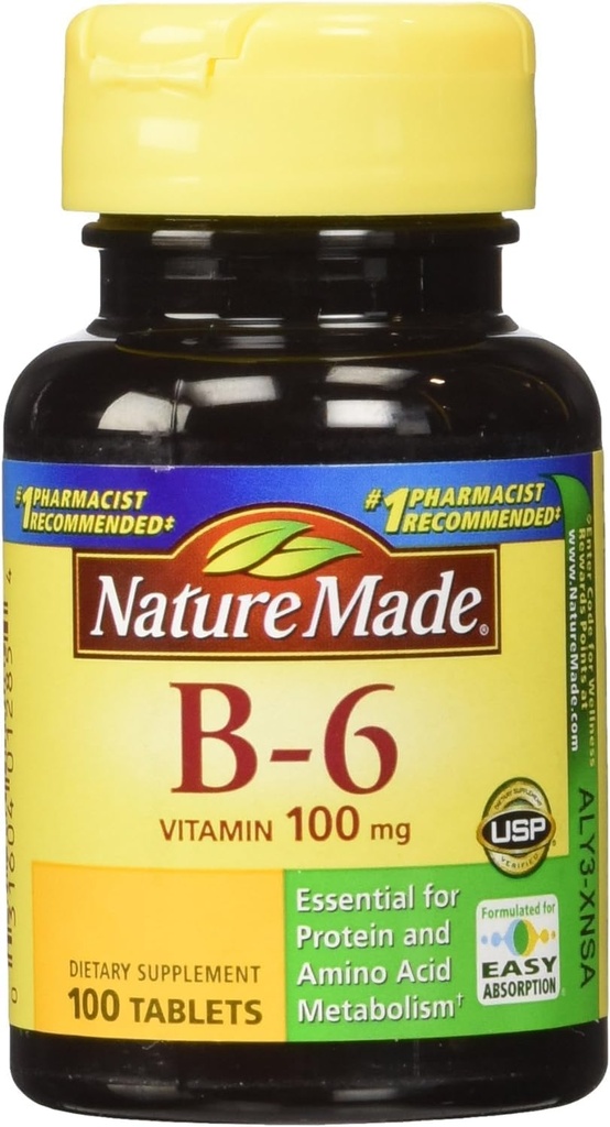 Nature Made Vitamina B-6 100 Mg, Tabletas, 100-Count (Pack of 2)