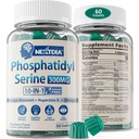 Phosphatidylserine - Suplemento Nootropic Brian, Focus & Energy Gummies + Bacopa Monnieri, Omega 3, Huperzine A, Methyl B12 &amp; B6 para mayores, jugadores, trabajadores, no GMO, libre de cafeína, sin azúcar, 60 Cts