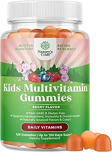 USDA Organic Kids Multivitamin Gummies - Multivitamin for Kids Immune Support with Vitamins A, C, D3, E, B6 & B12, Zinc & Iodine - Children's Vitamins Chewable Formula for Strong Health - 60 Count