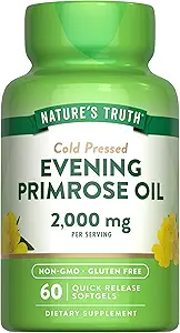 La verdad de la naturaleza Primrose Oil Softgels ¦ Cold Presionado Silencioso No GMO &amp; Gluten Suplemento Gratis