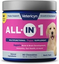 Vetericyn All-in 1 Multifunctional Puppy Supplement tención Digestive Enzymes + Antioxidante Immune Support for Puppies + Vitaminas, Minerales, Prebióticos, Probióticos y Omegas. Cuenta 90