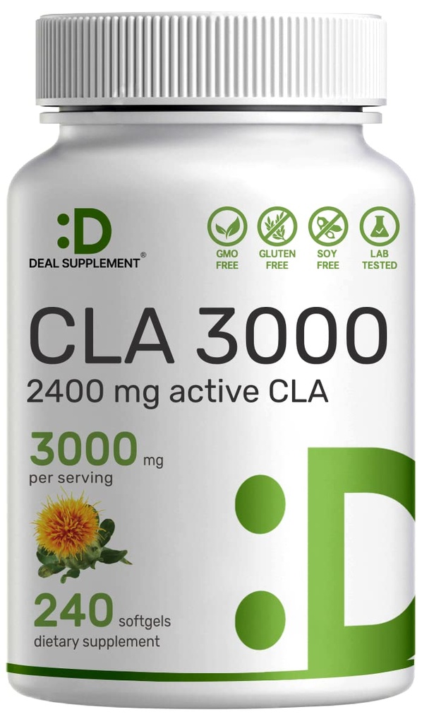 Ultra Strength CLA 3000mg | 240 Softgels, Active Conjugated Linoleic Acid from Safflower Oil