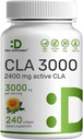 Ultra Strength CLA 3000mg TEN 240 Softgels, Active Conjugated Linoleic Acid from Safflower Oil