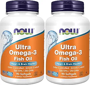 AHORA Suplementos, Ultra Omega-3 Molecularmente Destilado y Enteric Coated, 90 Softgels (Pack of 2)