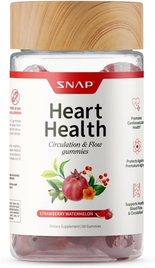 Ajustar suplementos de salud cardíaca, suplementos de circulación sanguínea, suplementos CoQ10 de salud cardíaca, suplemento de flujo sanguíneo, azúcar libre, 60 gummies