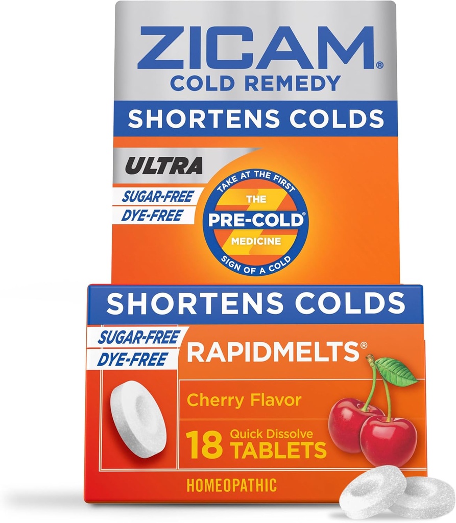 Zicam Cold Remedy Zinc Rapidmelts, Cherry Flavor, 18 Count (Pack of 1)