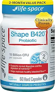 Life-Space Shape B420 Probiotics for Shape Better, GLP-1 Boost, 2 Month Serving, Clinically Backed Metabolism Support, Probiotics for Women and Men, 60 Vegetarian Capsules