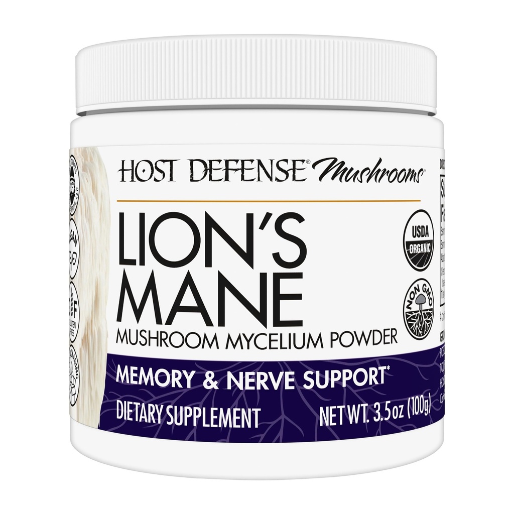 Anfitriona de Defensa León Polvo de Mane - Suplemento de Apoyo a la Salud del Cerebro - Suplemento de Mushroom para apoyar la función de memoria - Immune &amp; Nervous System Support Supplement - 3.5 oz (66 Servimientos)*
