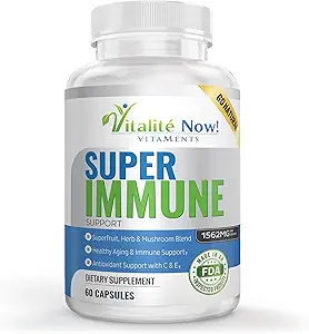 Super Wellness Immune Booster - Quercetin Immunity Support, 25 Vitaminas, Herbs, Superfoods, Mushrooms - Vitaminas C &amp; E - Selenium - Turmeric - Immune Defense Suplemento - 60 cápsulas