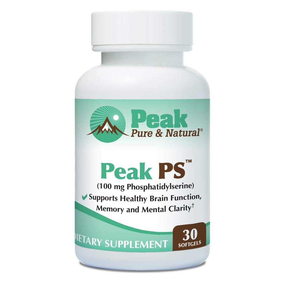 Peak Pure &amp; Natural “Peak PS” Phosphatidylserine Brain Health Supplement - Soy-Free Nootropic for Memory Health - Suplemento para Brain Health - 30 Count 100mg Softgels