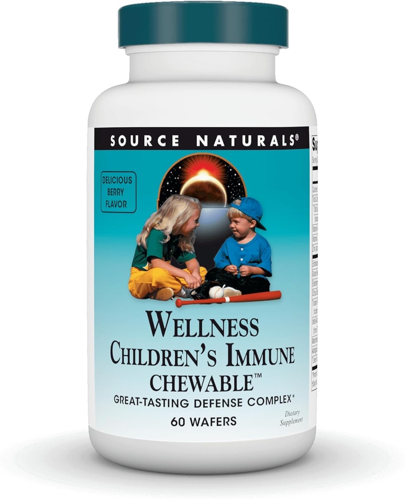 Fuente Natural Wellness Infantil Immune Chewable, Gran Complejo de Defensa, Berry Flavored* - 60 Wafers